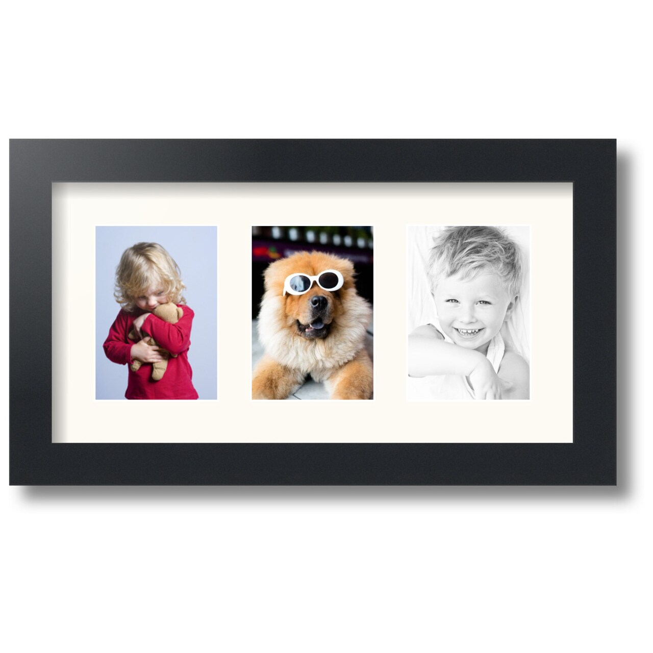 ArtToFrames Collage Photo Picture Frame with 3 - 3.5x5 inch Openings, Framed in Black with Over 62 Mat Color Options and Regular Glass (CSM-3926-29)